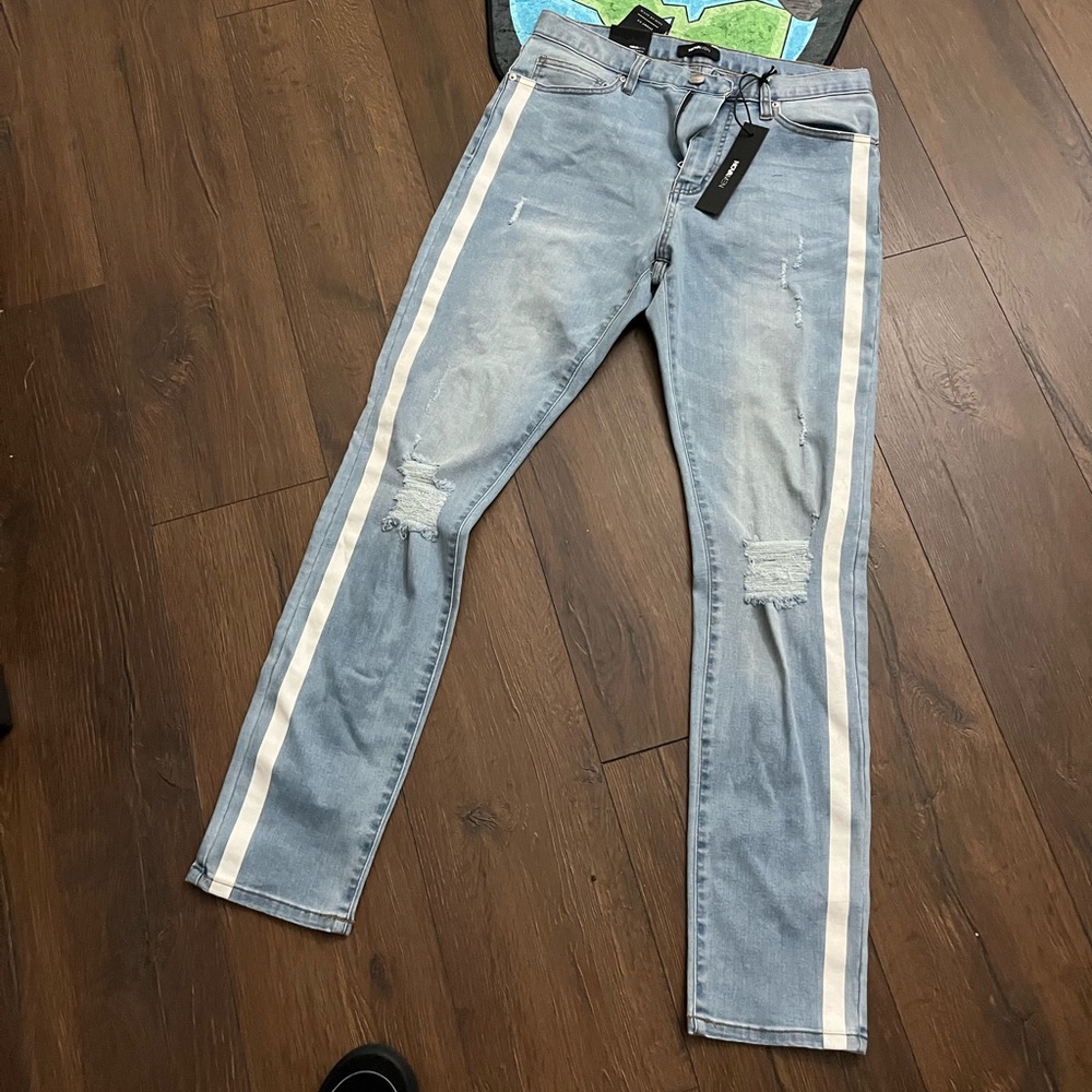 Fashion Nova Distressed Light Blue Men's Jeans